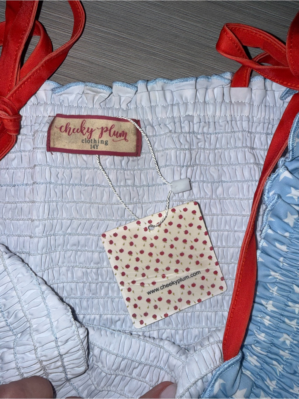 Cheeky Plum Blue Star Smocked Bikini With Red Trim — image 4 of 5